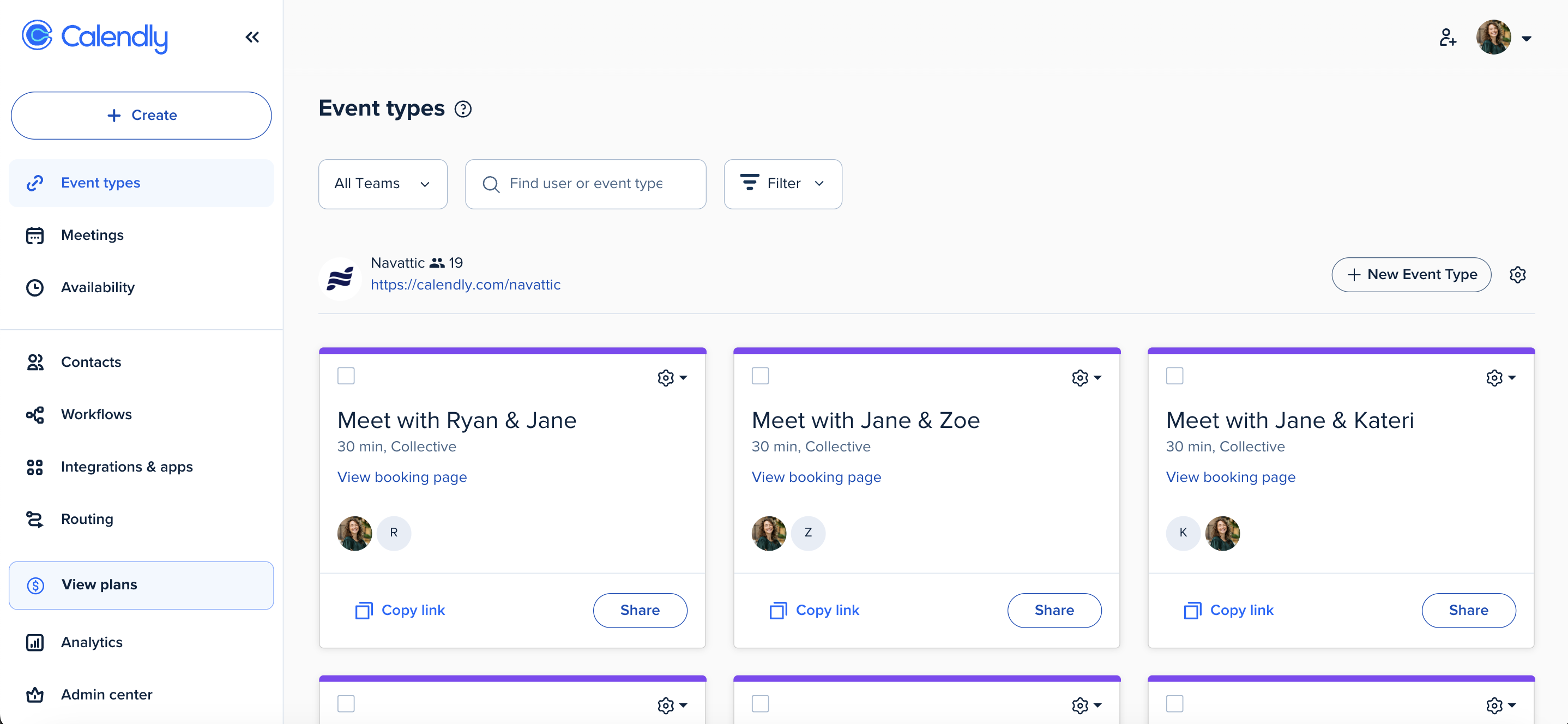 Calendly dashboard
